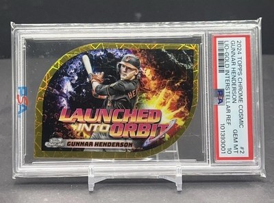 Gunnar Henderson 2024 Topps Cosmic Chrome Launched Into Orbit Gold /50 PSA 10