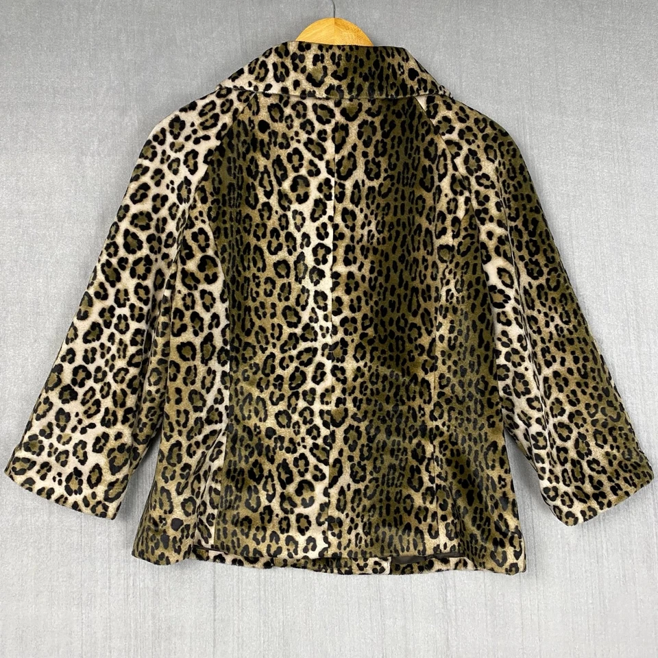 Abrigo Rafaella Mujer Grande Peluche Estampado Leopardo Recortado Cuello Peter Pan Piel Sintética Foto 2 de 4