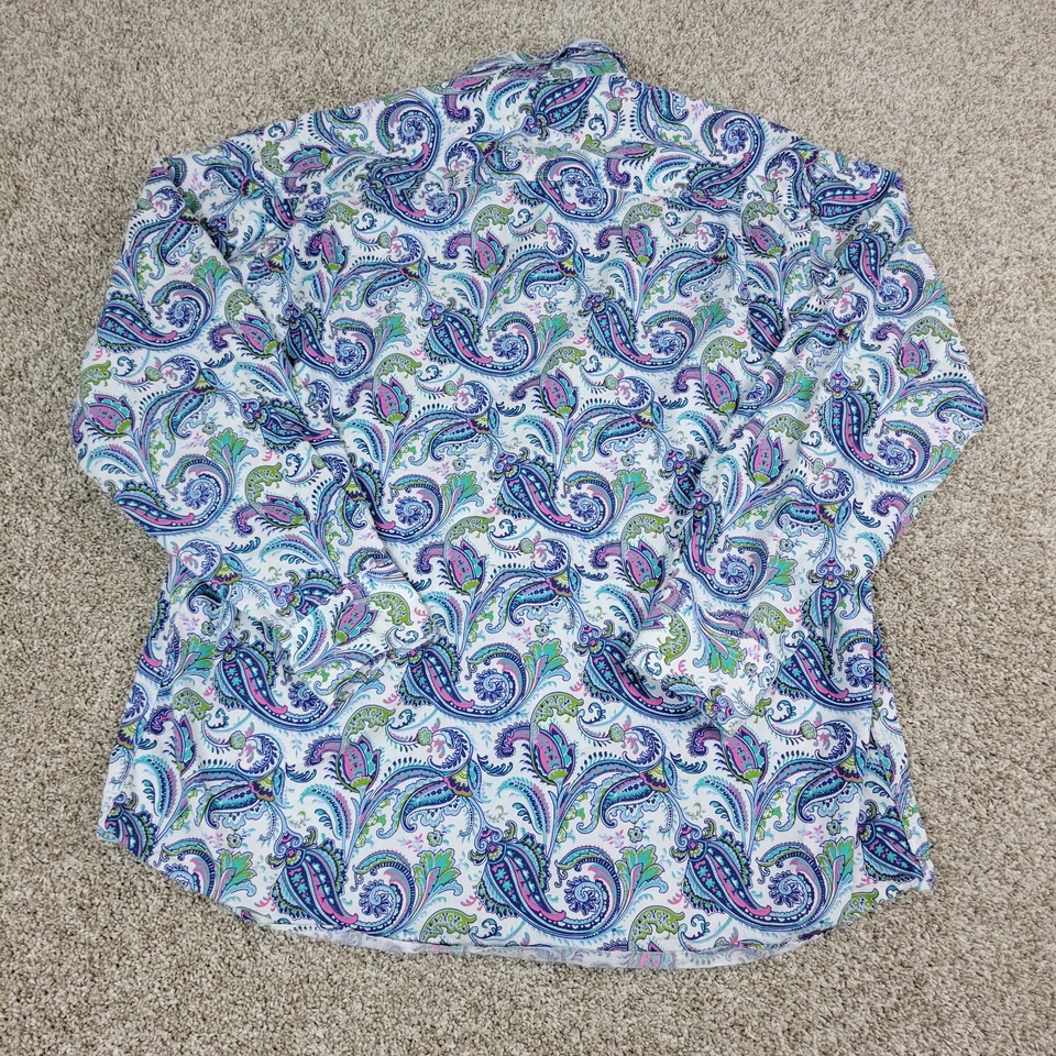 Alan River Para Hombres Grande Blanco AOP Paisley Abotonada Manga Larga Foto 3 de 4