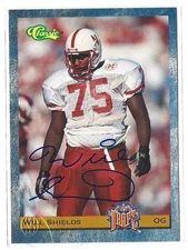 1993 Classic WILL SHIELDS Certified Autograph Nebraska Cornhuskers Auto Chiefs!