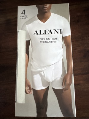 Alfani V-Neck T-Shirt Mens XL White 4-Pack 100% Cotton Regular Fit Tagless
