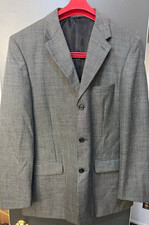 Bert Pulitzer Wool Sport Coat 44R Gray Check 3-Button Single-Breasted