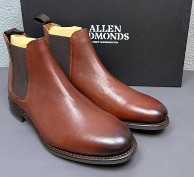 Allen Edmonds Boots Mens 10 D Chili Leather Driggs Chelsea Burnished Pull Up