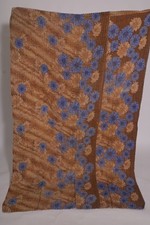 Vintage Indian Kantha Quilt Boho Floral Handmade Cotton Reversible Throw Blanket