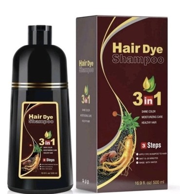 Dunkelbraun Haarfärbeshampoo 3-in-1 pflegt & färbt graue Haare, 500 ml