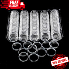 100Pack Coin Holder 25mm Clear Capsules Storage Box Display Case for US Quarters