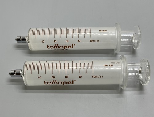 Lot of 2 TOMOPAL Industrial Glass Syringe 50ml/cc with Luer Lock Tip