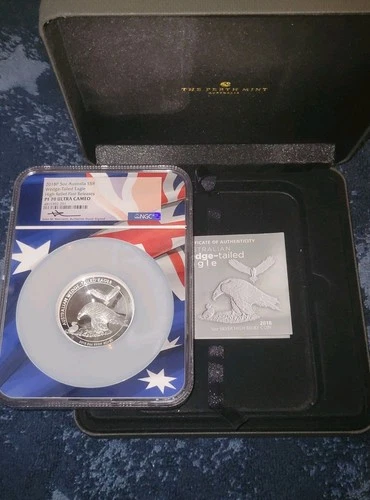 2018 P $8 Australia 5 oz Silver Wedge Tailed Eagle High Relief NGC PF70 Mercanti