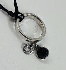 CESAR PACIOTTI 925 SILVER BLACK CRYSTAL PENDANT RING SIZE 14