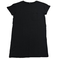 Quince 100% Organic Cotton Rolled Cuff Pocket T-shirt Dress in Black Size: Small