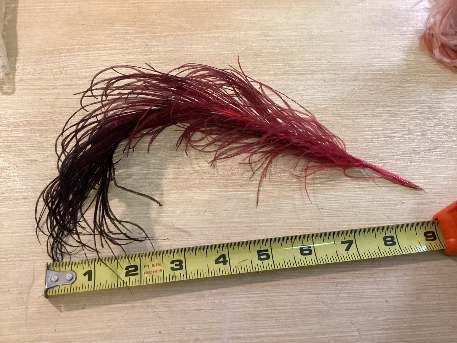 3 Vintage Ostrich Feathers Pink, Peach , Dark Pink W/ Black