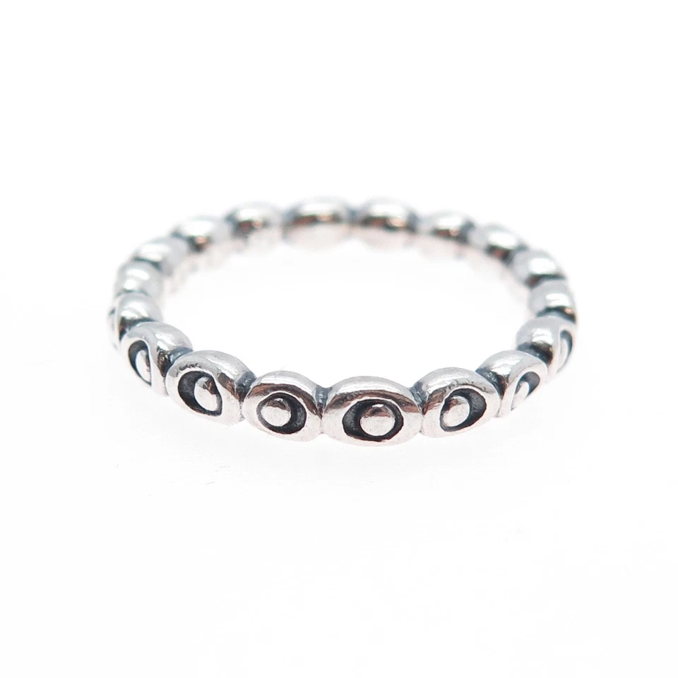 PANDORA 925 Sterling Silver Circle & Dot Stackable Oxidized Band Ring Size 7.5 - Image 4 of 4