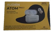 Audien Atom Pro2 Rechargeable Hearing Aid OTC NIB UV Cleaning 1pair