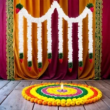 Simulated Flower String Decor Artificial Festival Wreath Hanging✲ Wall T0Q0