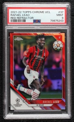 2021 Chrome UEFA Champions League Red Refractor 10/10 Rafael Leao Leão #37 02u4