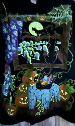 Vintage 90's K. W. B. L. Halloween Glow In The Dark Shirt One Size - Picture 7 of 11