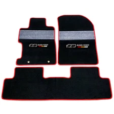 Fit For 06-11 Honda Civic Black Floor Mat Car Carpets Nylon Gray Stripe w/ Mugen