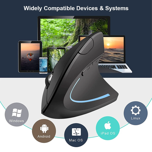 Vertical Ergonomic Wireless Mouse 2.4GHz 6-Button Adjustable DPI for PC/Laptop - Picture 3 of 10