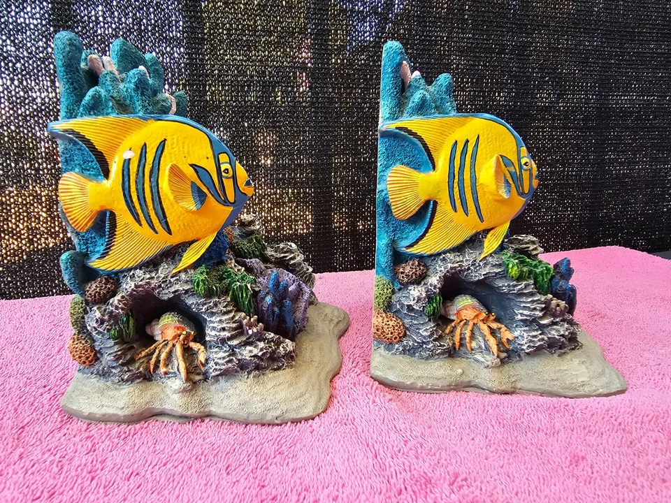 Sujetalibros de arrecife de coral de peces tropicales gráfico Figi 1993 soporte para libros océano playa Foto 4 de 4