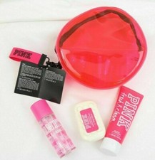 Victoria's Secret Pink Set Fresh  Clean 4 Piece Mist Lotion Keychain Soap Bag