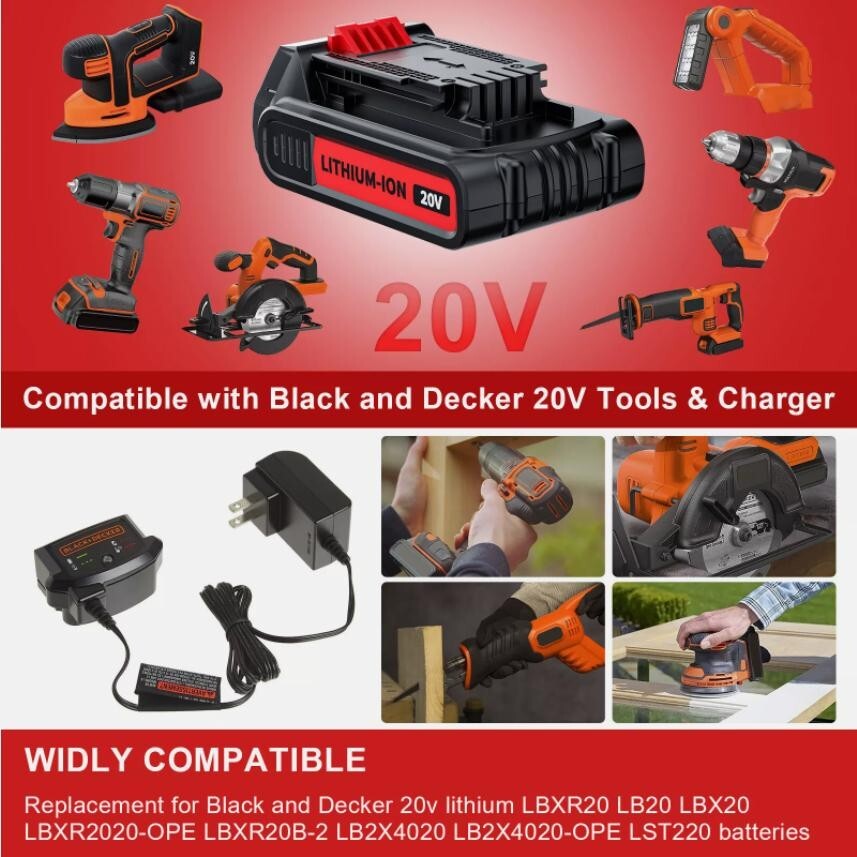 2Pack for Black and Decker 20V 3.6Ah Lithium Max Battery 20 Volt LBXR20 LBXR2020