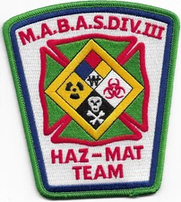 *NEW* M.A.B.A.S  Div. III  HAZ-MAT Team, Illinois (4.25" x 4.75") fire patch