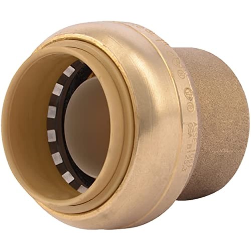 SharkBite 1 Inch Push Cap, Push to Connect Brass Plumbing Fitting, PEX Pipe,