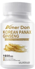 Korean Red Panax Ginseng 1600mg 120 Capsules - Extra Strength NON-GMO No Fillers