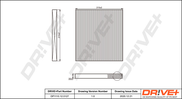 Dr!ve+ DP1110.12.0127 Filter, Innenraumluft FÜR Iveco Yamaha Motorcycles-image