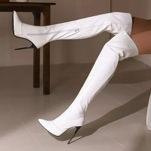 Women Zip Thigh High Over Knee Boots Pointy Toe Stiletto High Heels Party Shoes - Picture 20 of 31
