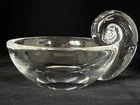 Vintage Steuben Signed Heavy Crystal Glass Bowl Snail Swirl Handle 5.25”