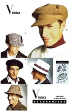 Vogue 8893 Pattern MENS Hats 5 Style 4 Sizes