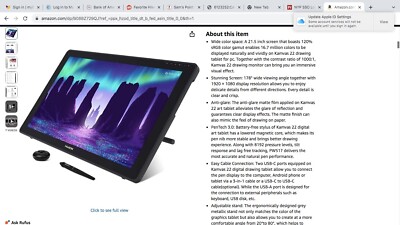 Huion Kamvas 22 Graphics Drawing Tablet With Screen OTG Support