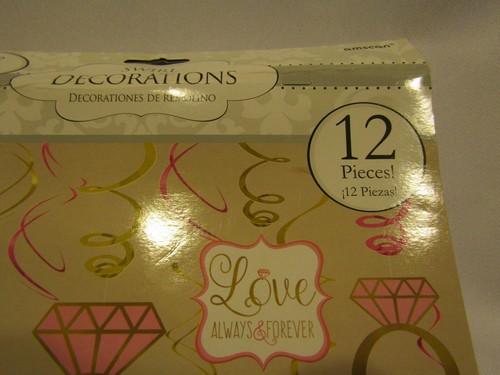 Bridal Shower Swirl Decorations New in Pkg. Pink & Gold (12 Piece) - Picture 2 of 4