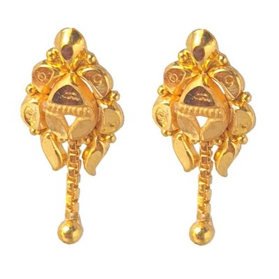 22K/18K Real Certified Fine Yellow Gold Dangle Hanging Hoop Earrings