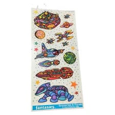 Vintage 80’s ILLUMINATIONS Fantasies Sticker Sheet - SPACESHIPS & PLANETS - Rare