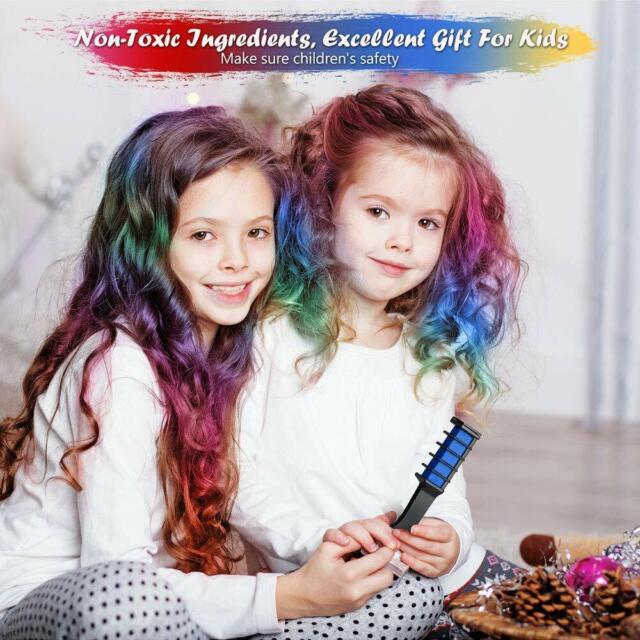 6 Colours Hair Chalk Comb Kit Washable Hair Dye Brush Kids Girls Party Temporary VZ10617