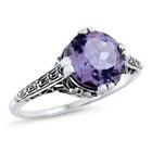 GENUINE AMETHYST CLASSIC ART DECO STYLE 925 STERLING SILVER RING            551X