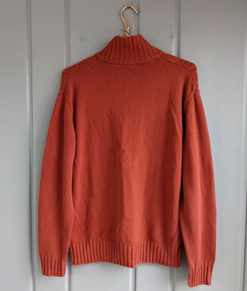Perry Ellis Men Medium Sweater Half Zip Cable Knit Orange Cotton 1/2 1/4 Quarter - Image 4 of 4