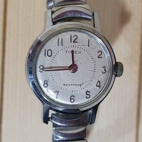 Vtg Ladies Timex Stretch Band Wristwatch Watch Silver Tone Waterproof UNTESTED - Picture 2 of 8