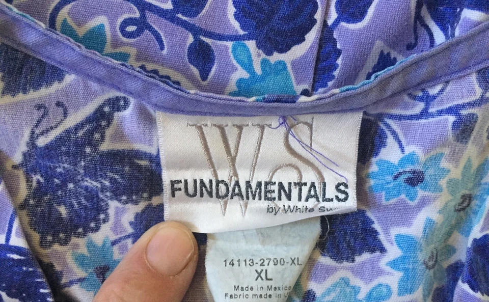 White Swan XL Fundamentals Purple Butterflies Pull On 1x Smock Men Woman’s Plus - Image 3 of 3