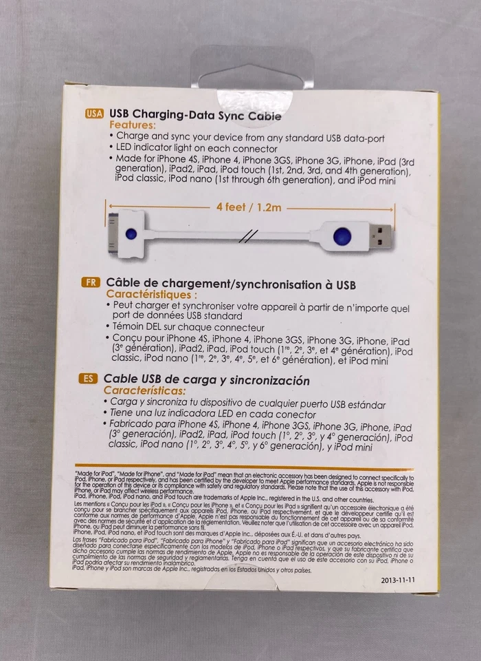 Cable de sincronización de datos de carga USB Qmadix Foto 2 de 3