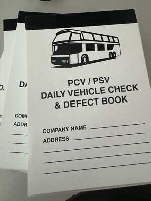 10 X 100 PAGE DUPLICATE VEHICLE DAILY CHECK & DEFECT BOOKS PCV PSV HGV ...