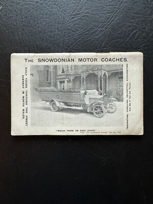 1912 Snowdonian Motor Coaches Wales Charabanc Bus Fahrplan Routenplaner Reiseführer