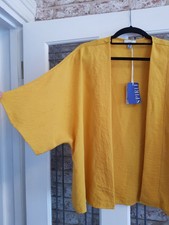 Spirit Jacket Size Uk 12 Open Bolero Style Jacket Drop Sleeve In Ochre *new*