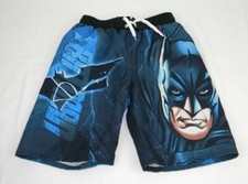 Batman Blue Face  Symbol Lined Swimming Trunks Boy's/ Kid's Size Small 6/7 EUC