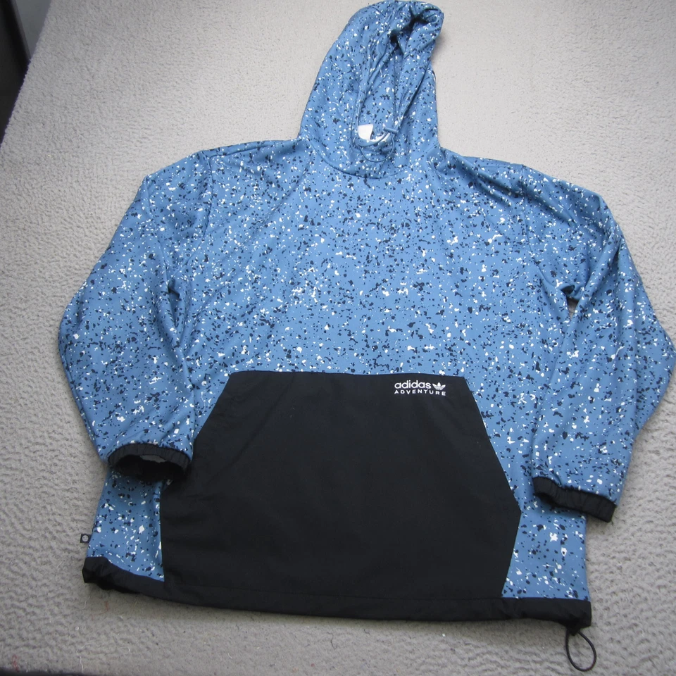 Adidas Adventure Hoodie Mens L Blue Trefoil Performance Sweatshirt Pullover - Image 2 of 4