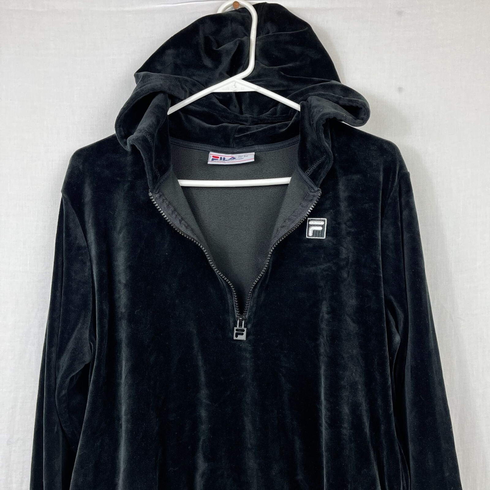 Tuta da ginnastica Fila Velour 2 pezzi donna M felpa con cappuccio joggers Y2K 00s 1 4 zip velluto