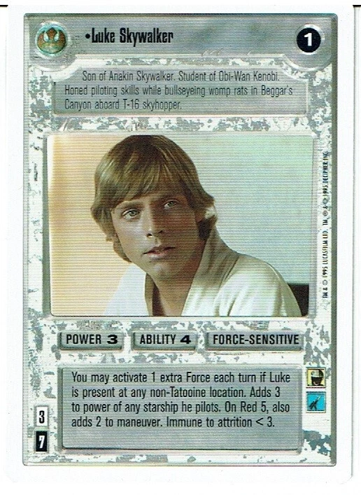 STAR WARS CCG PREMIERE WHITE BORDER RARE LUKE SKYWALKER ex - Image 1 of 1