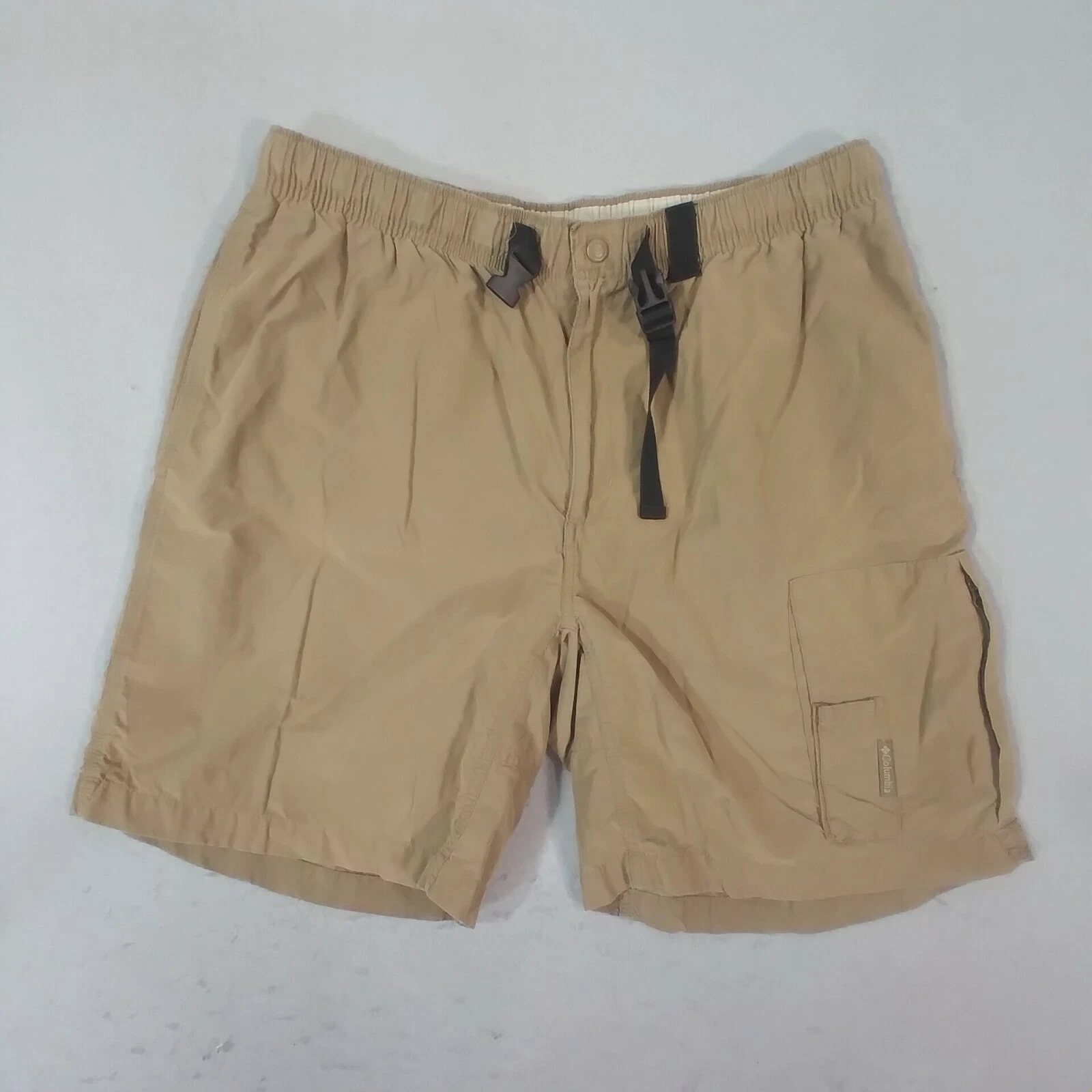 Columbia shorts men's large brown comfort waist outdoor hiking fishing dri fit